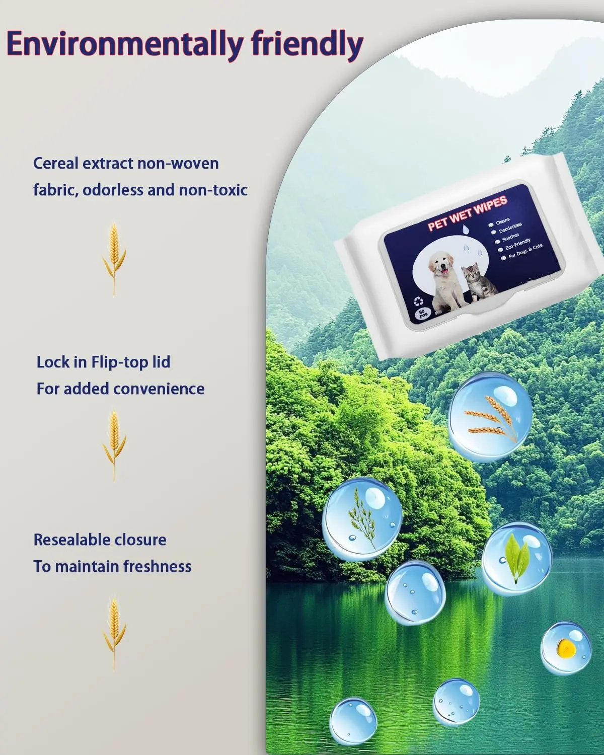 Pet Wipes for Dogs & Cats, Extra Moist & Thick  (12)